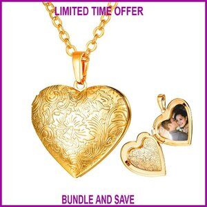 Personalized Photo Locket Necklace - 1.5 Inch Pendant - Adjustable Chain